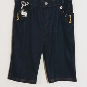 Super Stretch Knee Length Denim Look Shorts